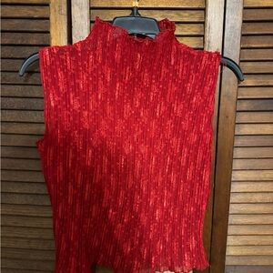 Vibrant Red Ribbed Fitted Tank Top